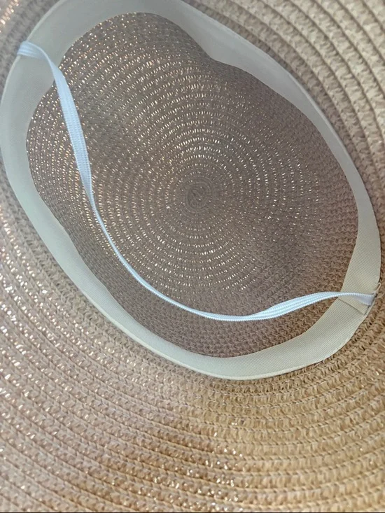 3 Wide Brim Straw Sun Hats with Black Ribbon NWOT - Picture 2 of 4